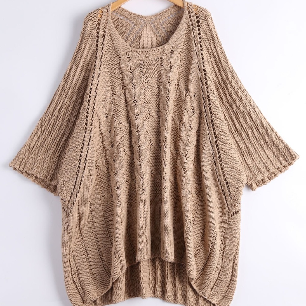 NEW AIKO Dolman Sleeve Cable Knit Sweater